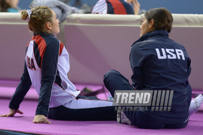 Bakıda batut gimnastikası üzrə FIG Dünya Kubokunun ilk yarış günü start götürüb. Azərbaycan, 5 mart, 2016